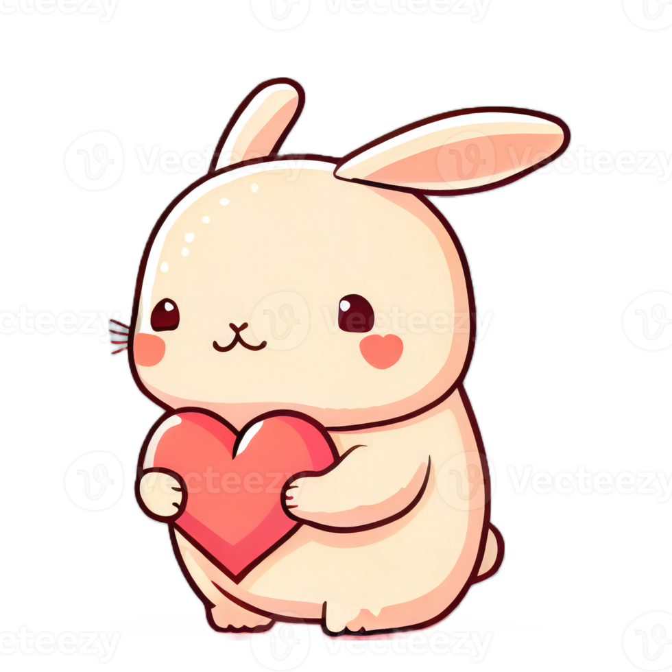 mignon lapin kawaii avec un coeur png