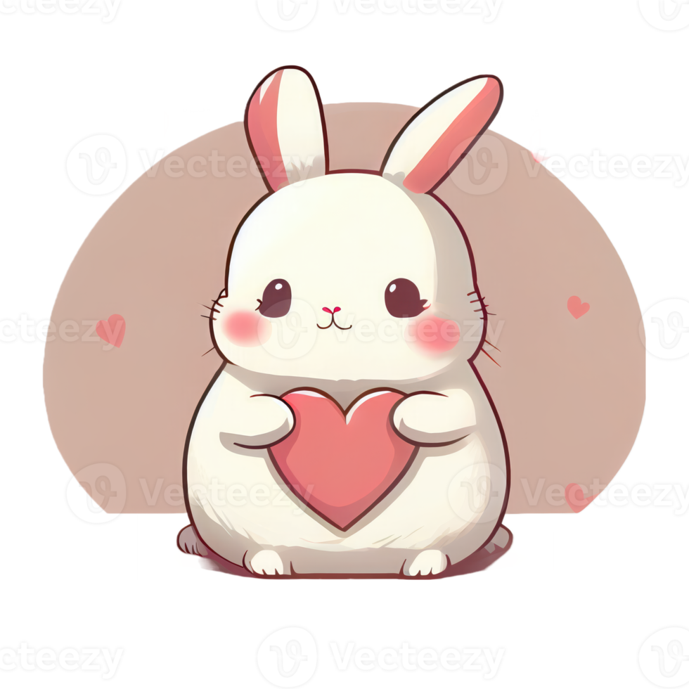 Free Cute Rabbit kawaii with a heart 19550171 PNG with Transparent  image