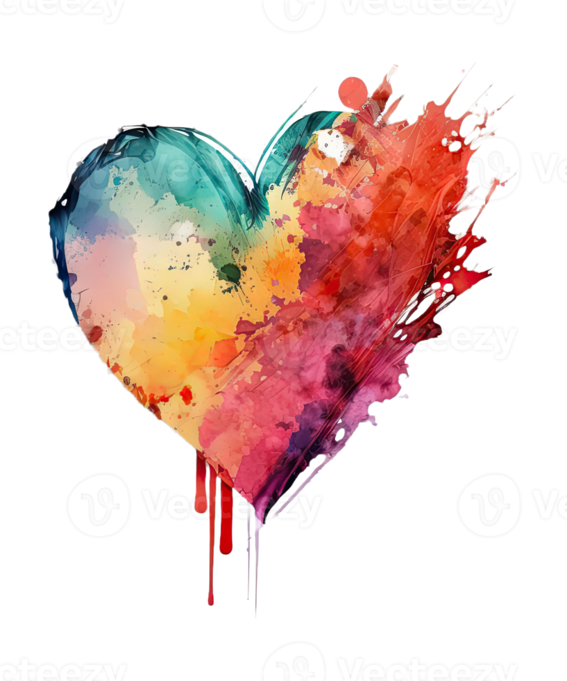 Sticker coeur en aquarelle Love - TenStickers