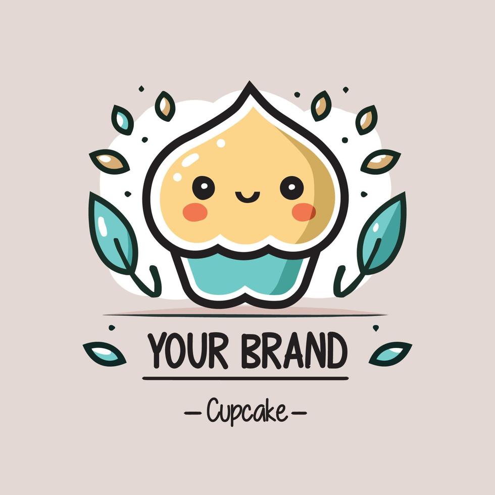 Flat cupcake logo vector