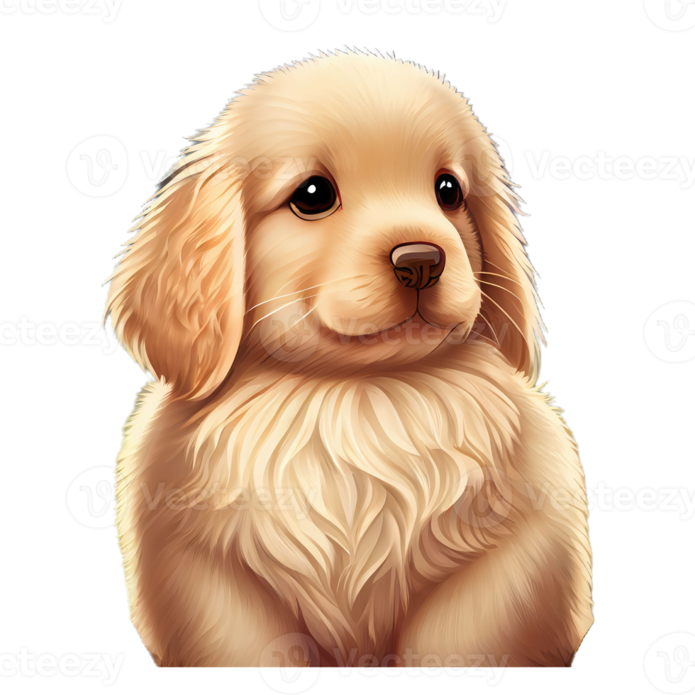 schattig gouden retriever kawaii met een hart png