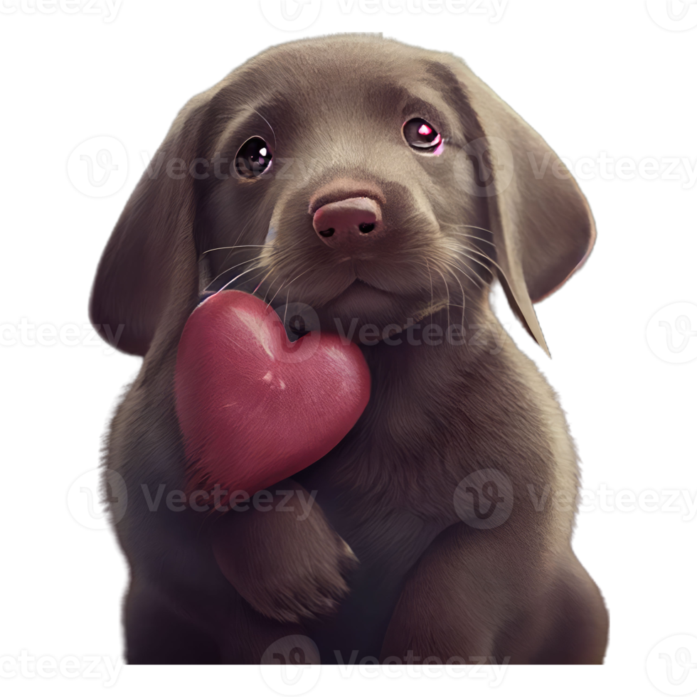 lindo labrador retriever kawaii con un corazón png