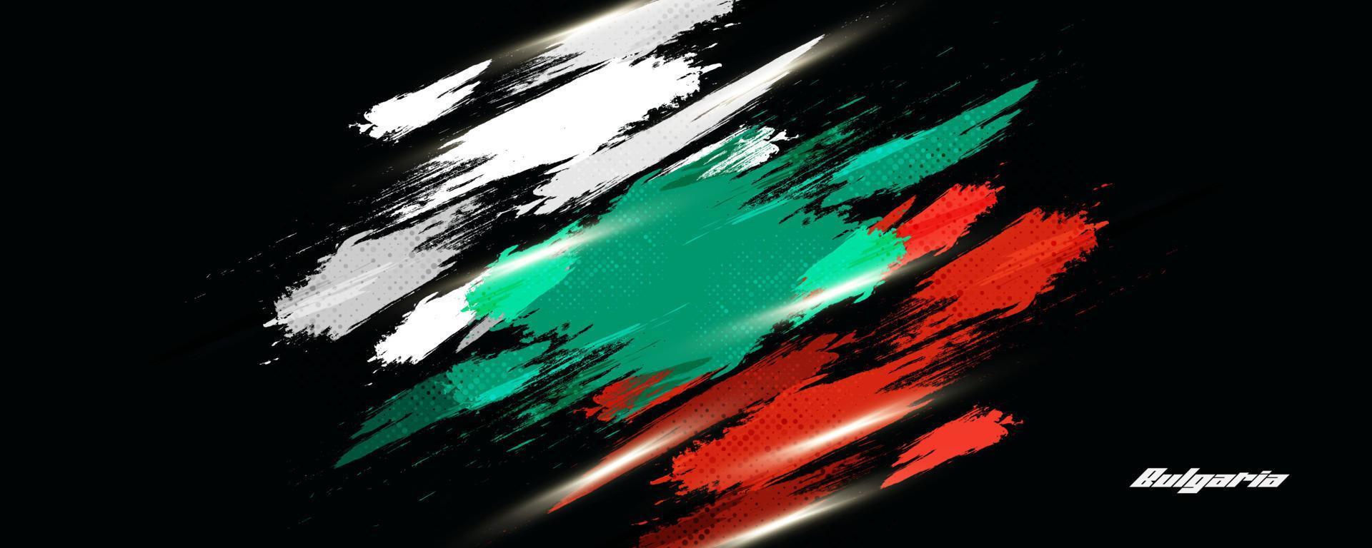 Flag of Bulgaria with Brush Style, Grunge Effect and Golden Light vector