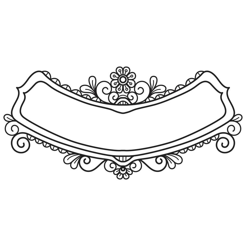 Ivy and flower frame hand drawn for adult coloring book vector
