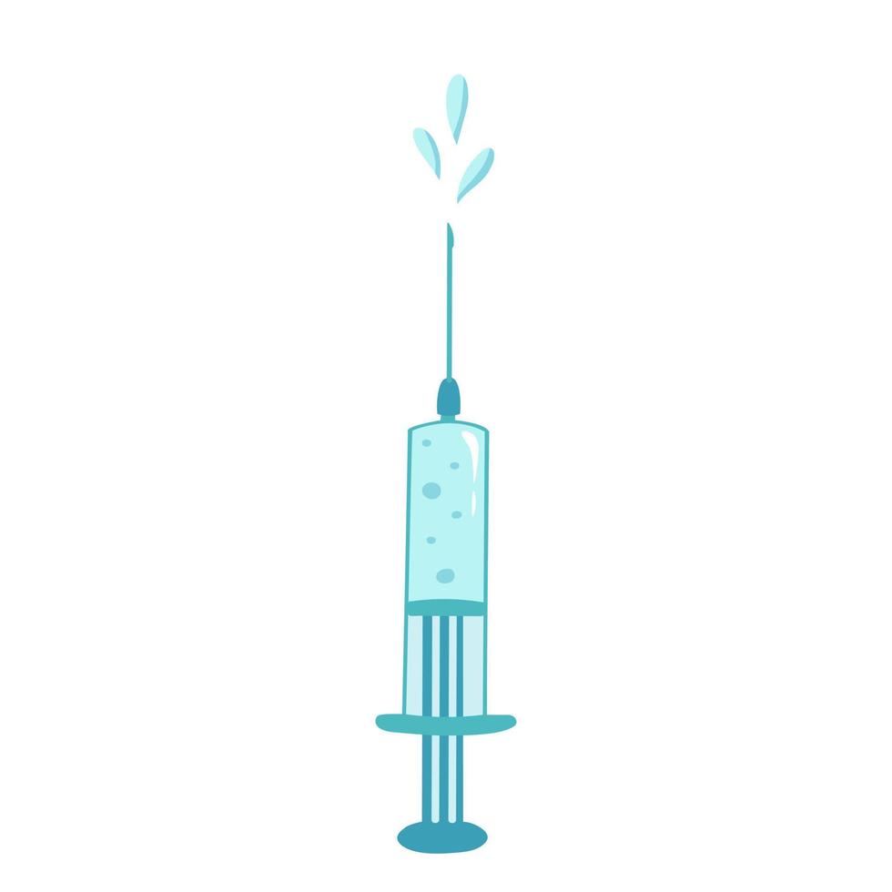 Syringe with splash drops, injection. Illustration for printing, backgrounds, covers and packaging. Image can be used for posters, stickers and textile. Isolated on white background. vector
