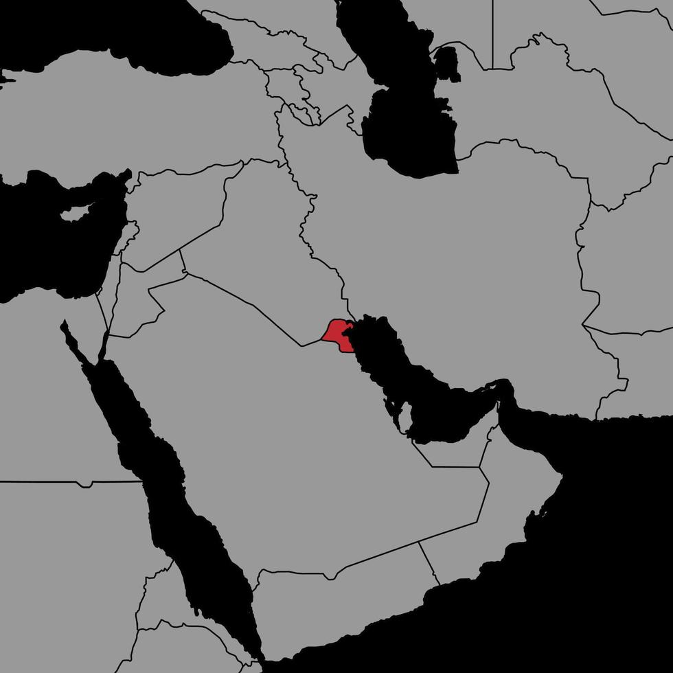 Pin map with Kuwait flag on world map. Vector illustration.