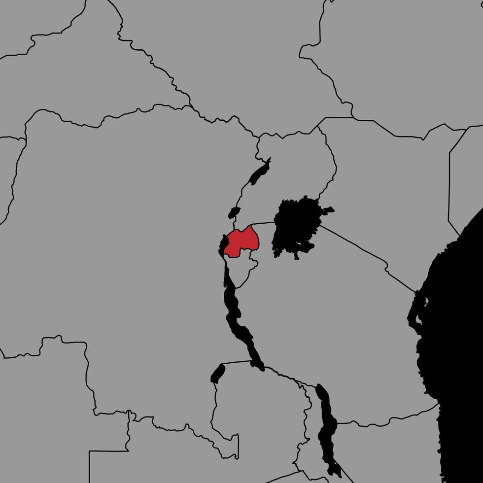 Pin map with Rwanda flag on world map. Vector illustration.