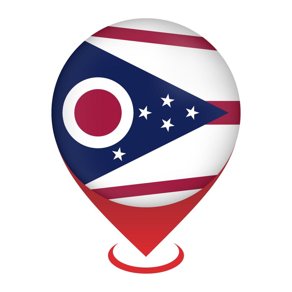 Map pointer with flag Ohio state. Vector illustration.
