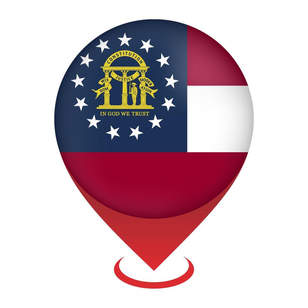 Map pointer with flag Georgia state. Vector illustration.