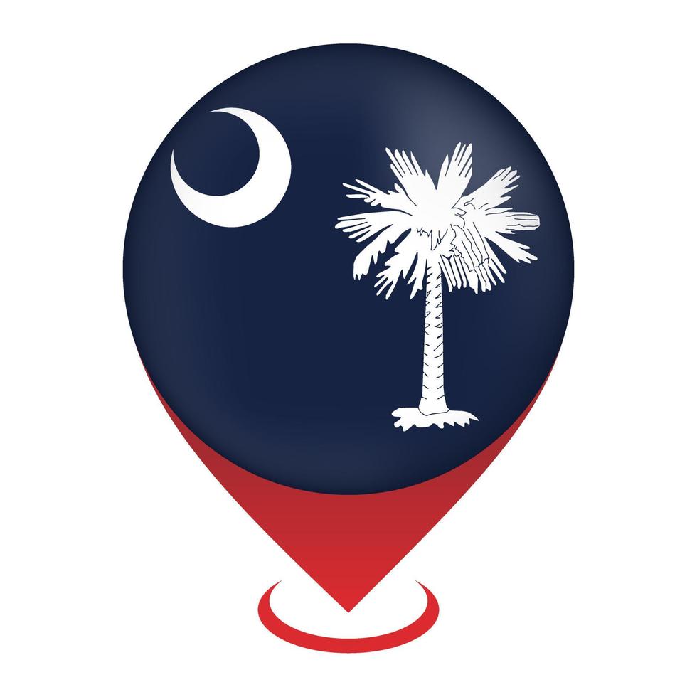 Map pointer with flag South Carolina state. Vector illustration.