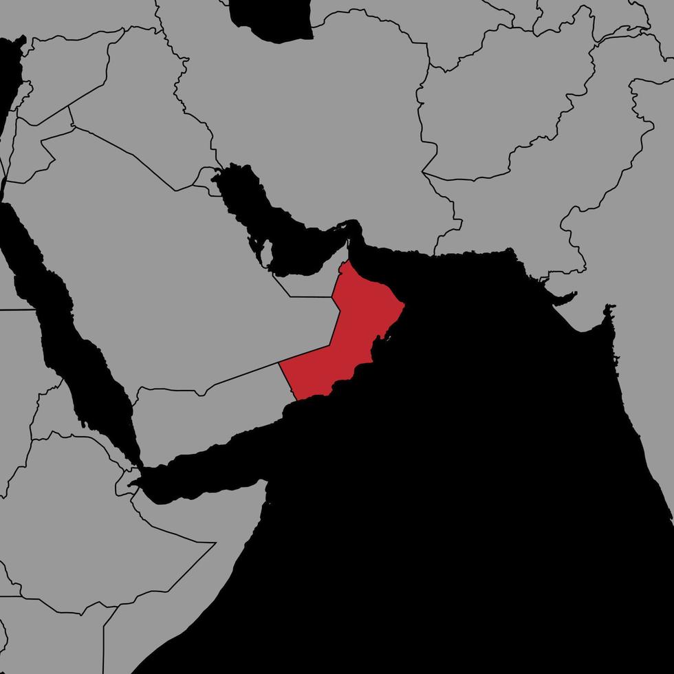 Pin map with Oman flag on world map. Vector illustration.