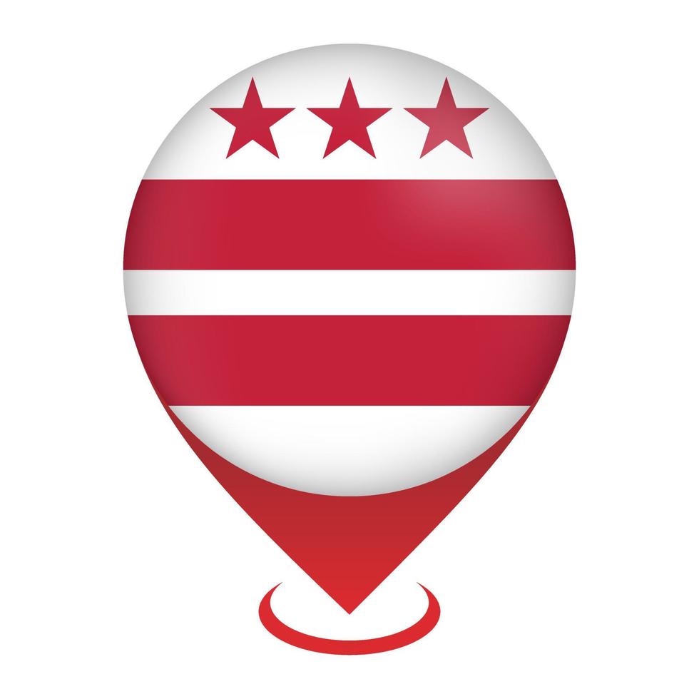 Map pointer with flag District of Columbia state. Alabama flag. Vector illustration.