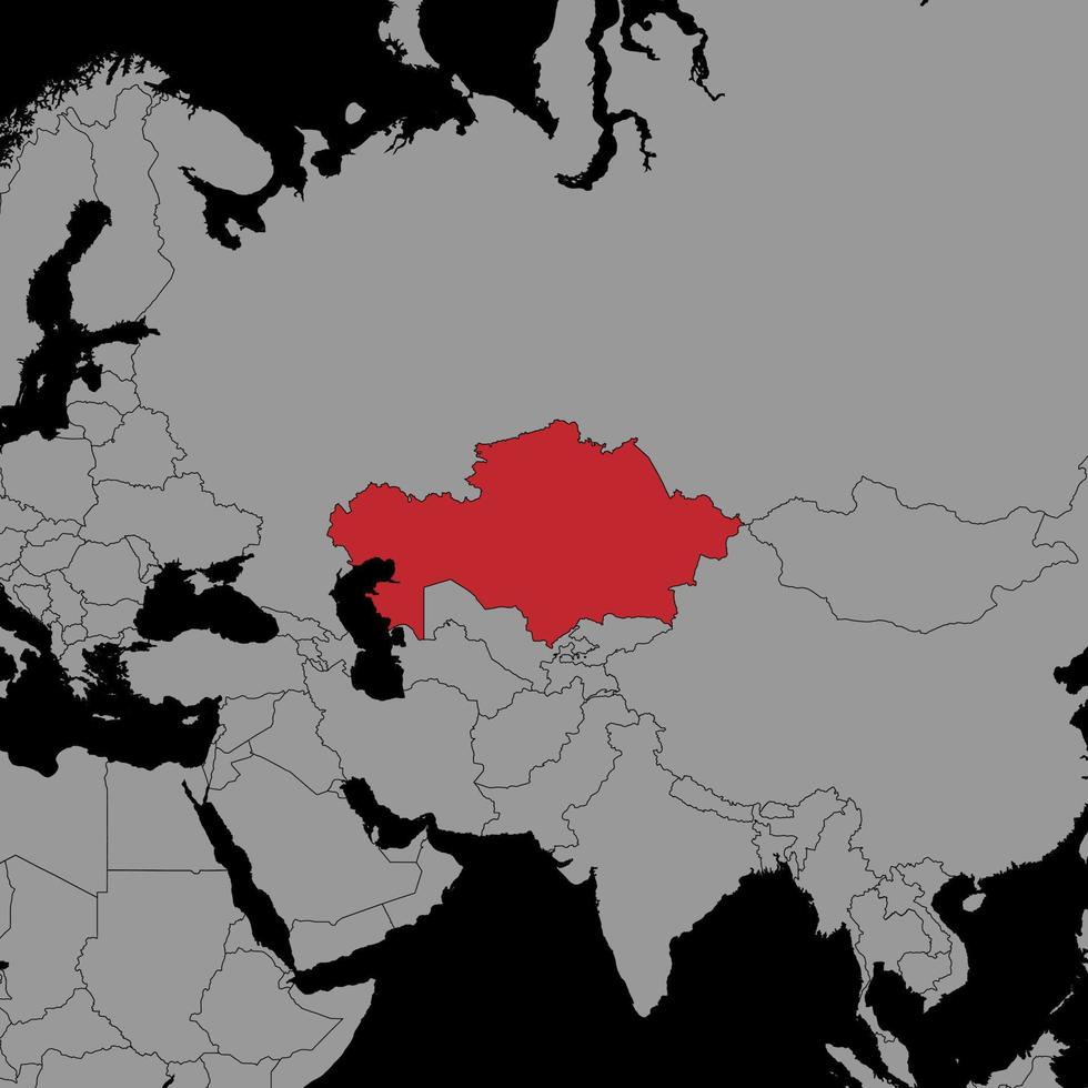 Pin map with Kazakhstan flag on world map. Vector illustration.