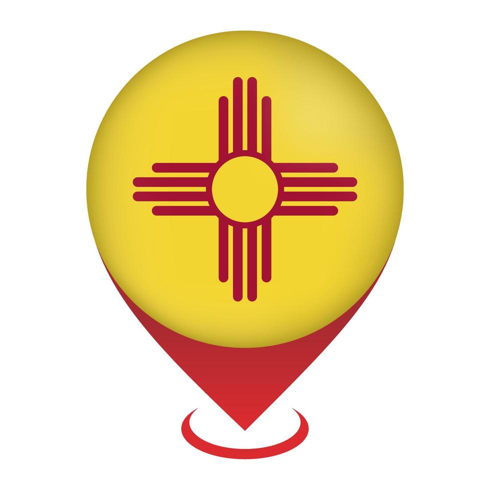 Map pointer with flag New Mexico state. Vector illustration.