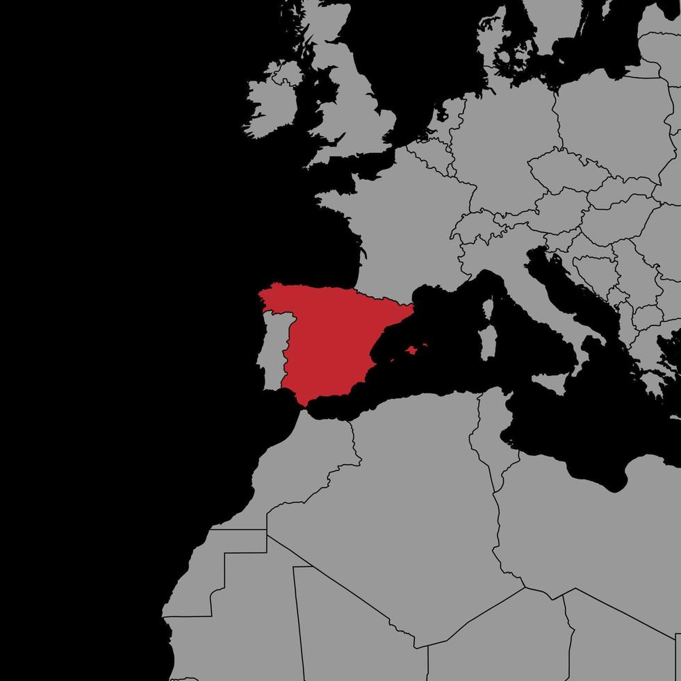 Pin map with Spain flag on world map.Vector illustration. vector