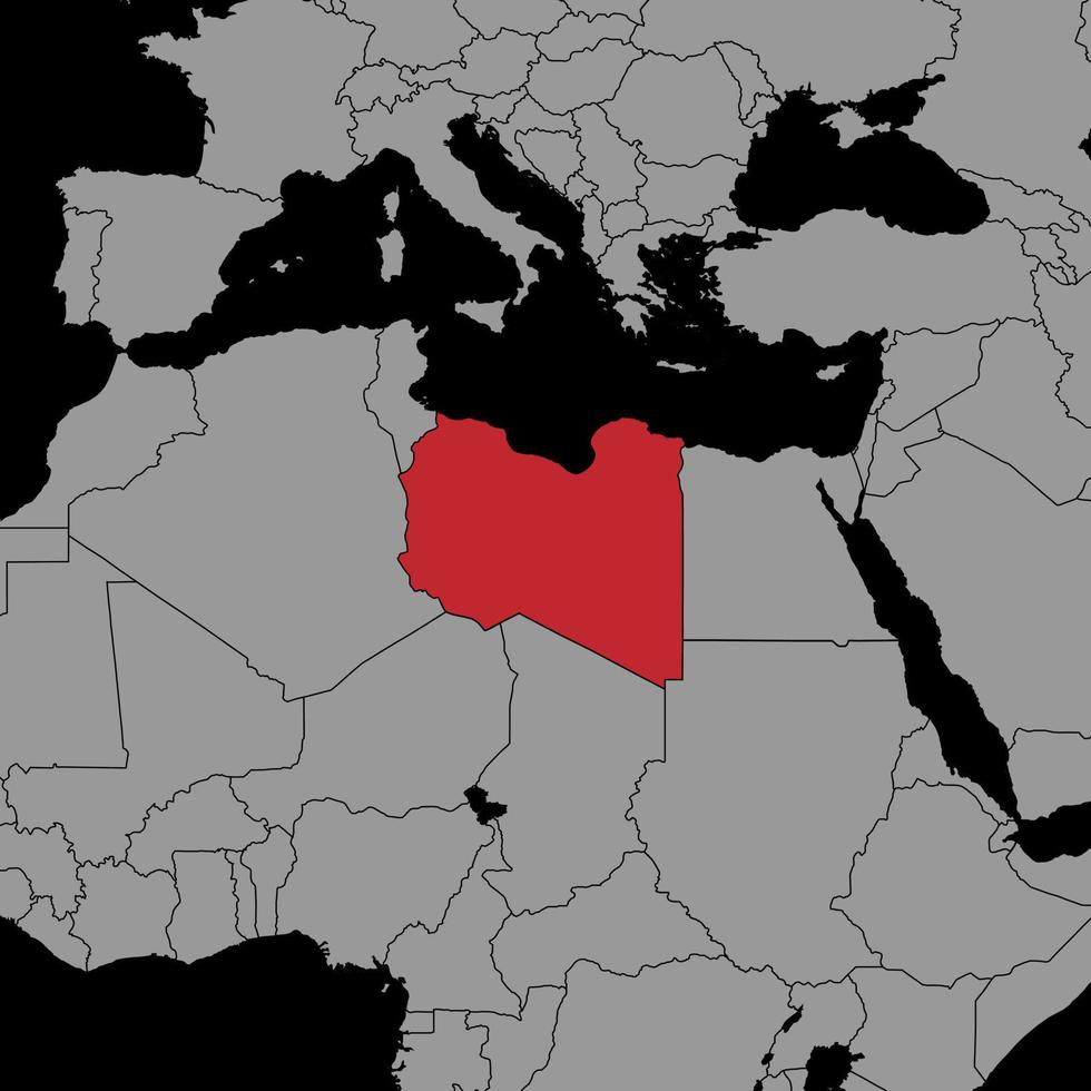 Pin map with Libya flag on world map. Vector illustration.