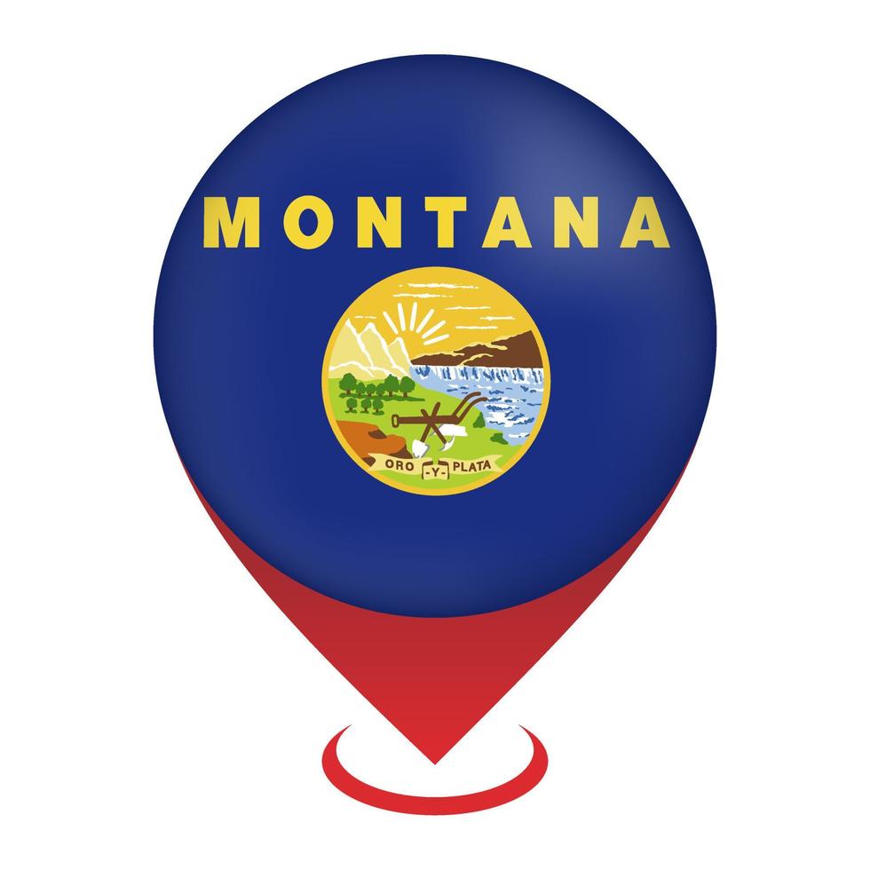 puntero del mapa con bandera del estado de montana. ilustración vectorial vector