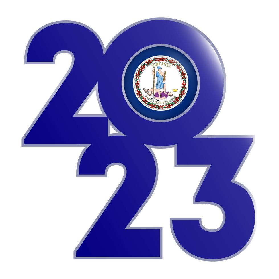 2023 banner with Virginia state flag inside. Vector illustration.