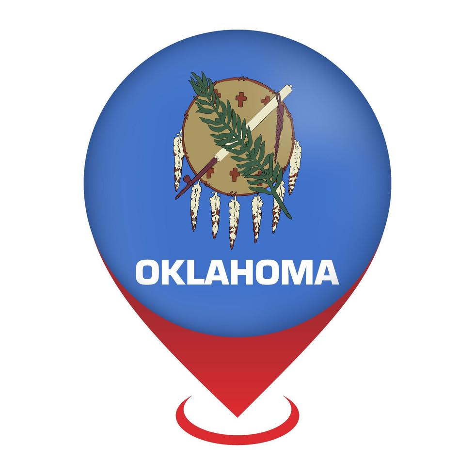 puntero del mapa con bandera del estado de oklahoma. ilustración vectorial vector