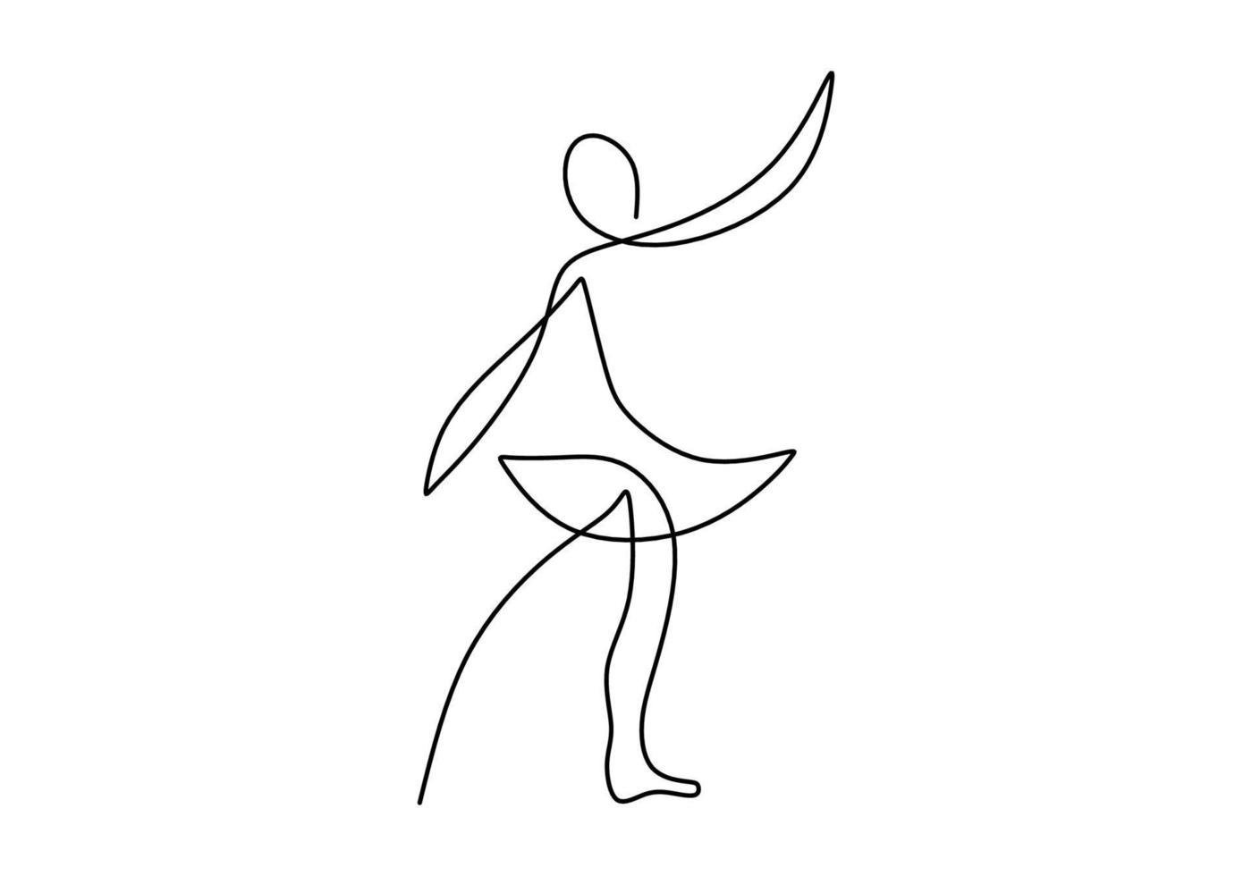 One line of ballerina isolated on white background. vector