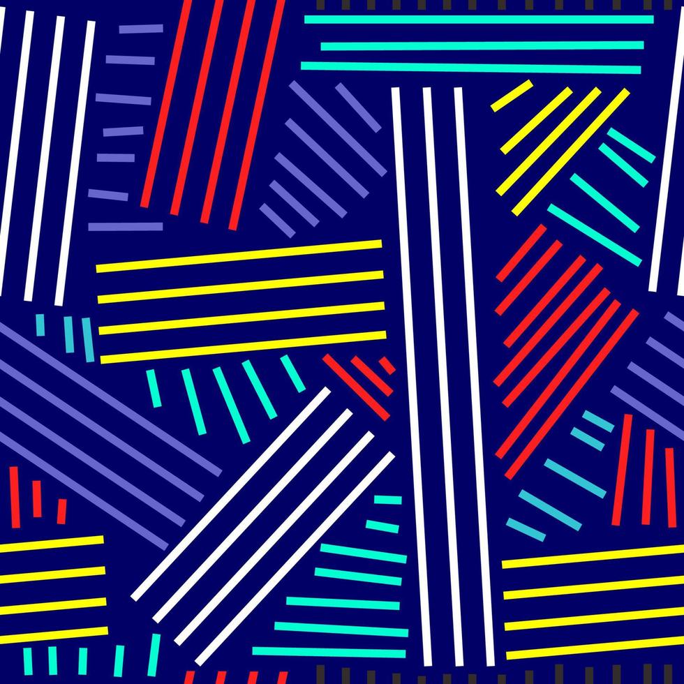 Brush line stroke shape seamless pattern on blue background. vector