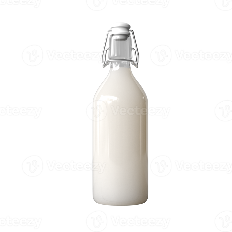 Milk bottle mockup on transparent background, PNG file