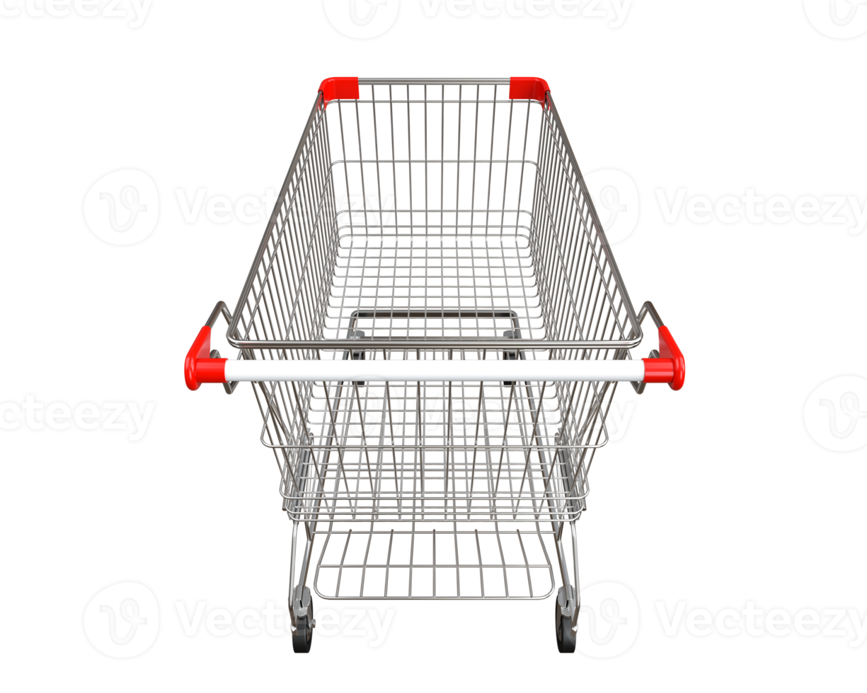 Empty shopping cart on transparent background, PNG file