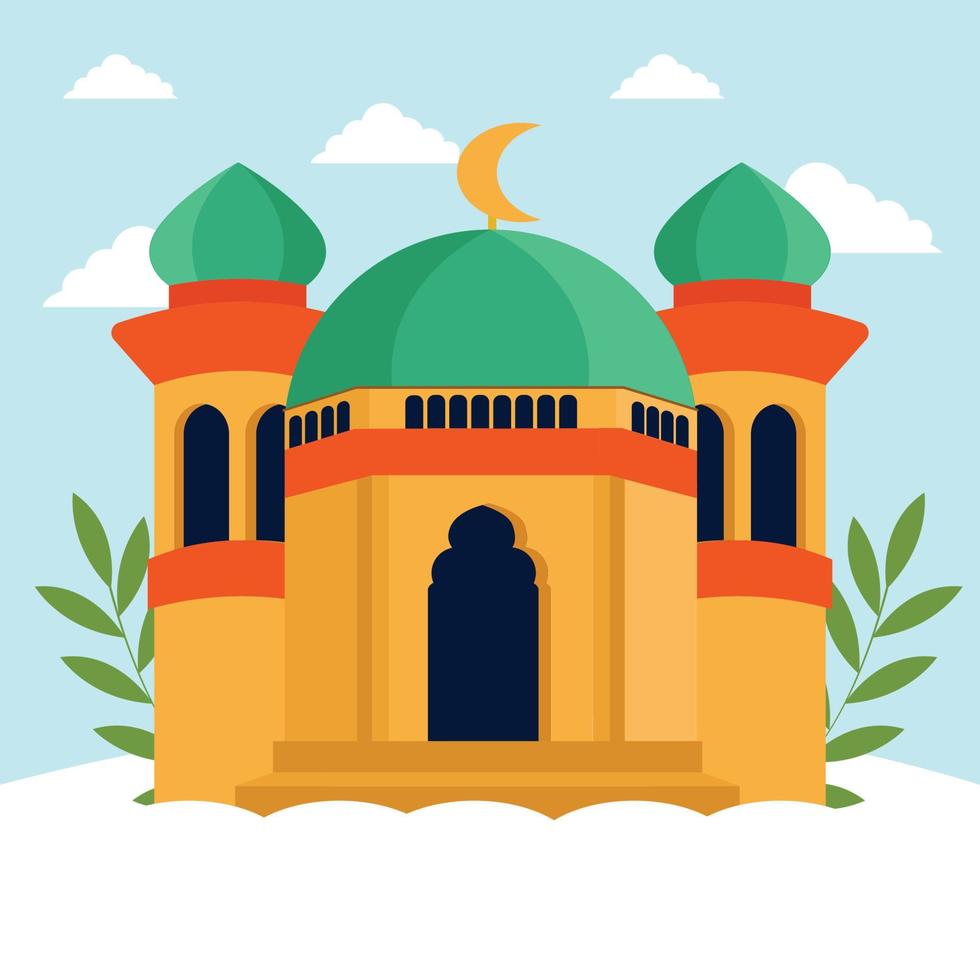 Illustration flat vector mosque simple and elegant design