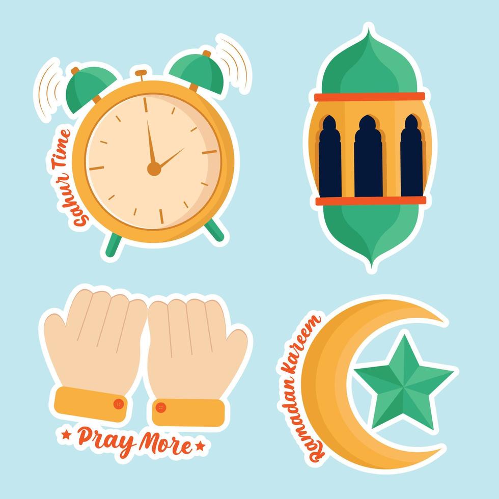 colecciones de elementos de ramadán islámico en ilustración plana vector