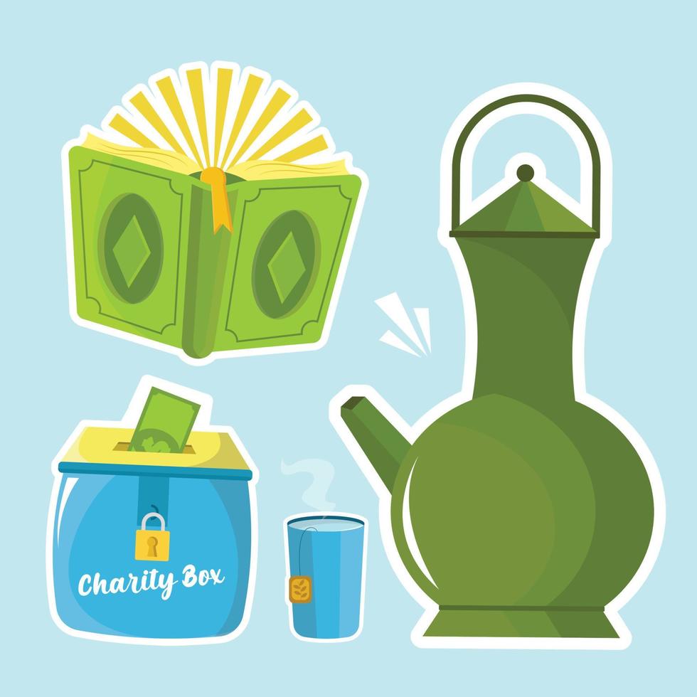 Islamic ramadan element collections in flat illustration vector