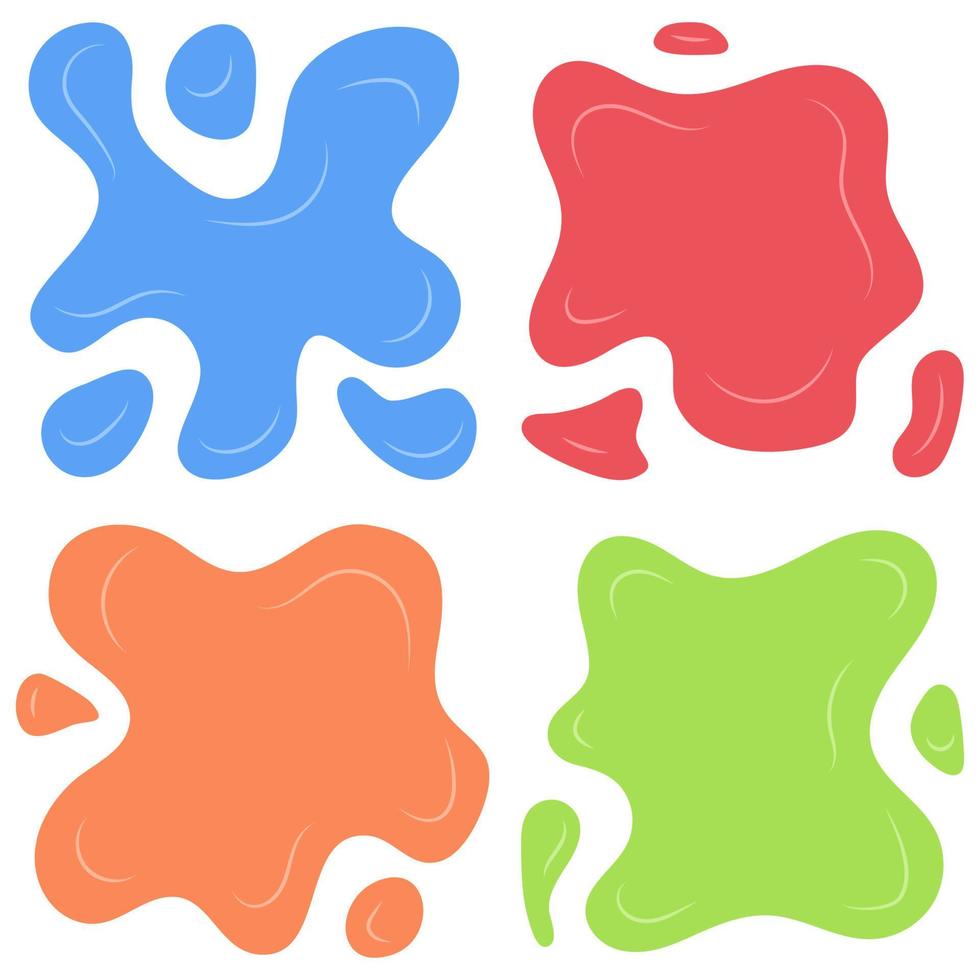 Set of four multi color splashes on a white background. Vector illustration