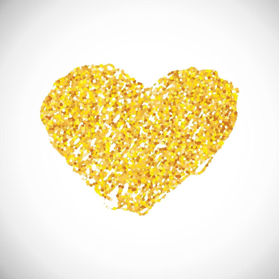 corazón de brillo dorado dibujado a mano. símbolo de amor. ilustración vectorial vector