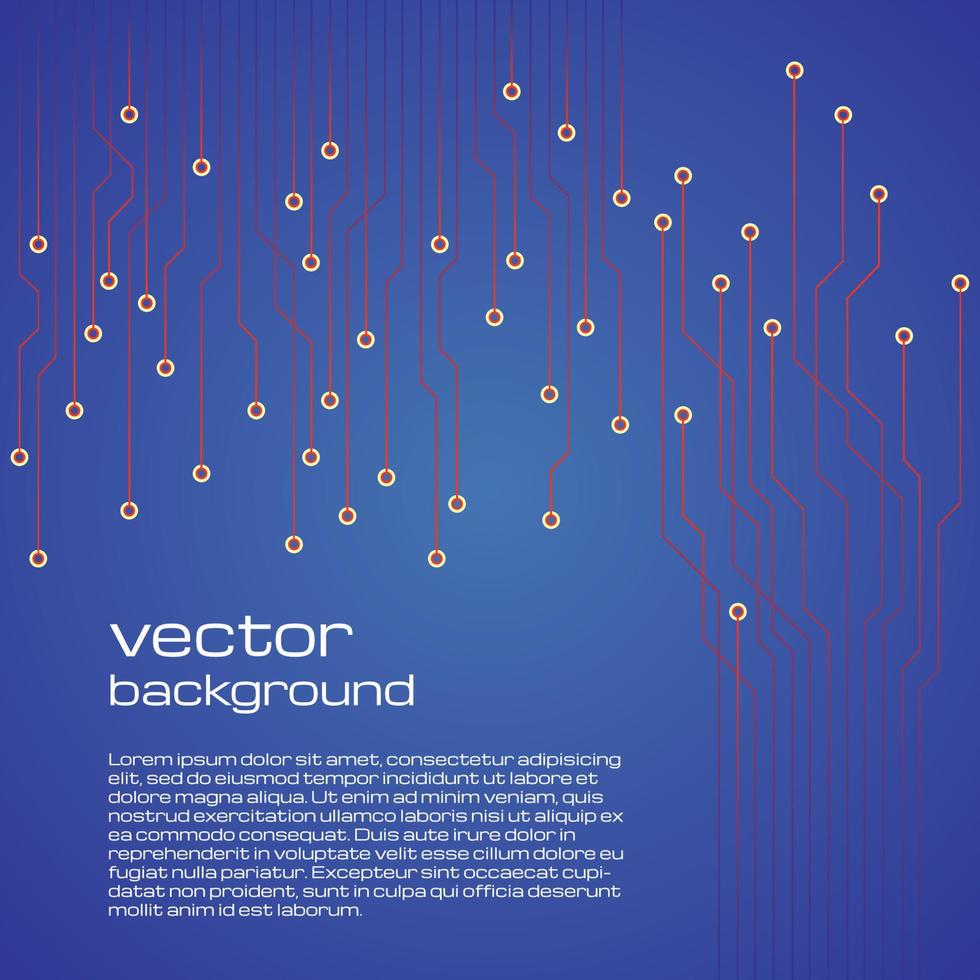 Abstract technological blue background with elements of the microchip. Circuit board background texture. Vector illustration.