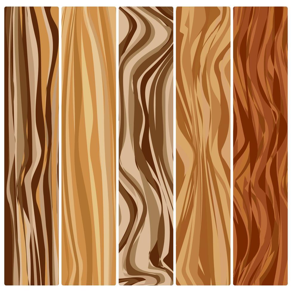 Five wooden boards. Vector abstract wood texture in flat design.