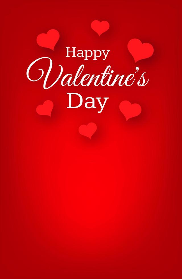 Happy Valentines Day Background. Red greeting stories banner with text and hearts. Vector illustration.