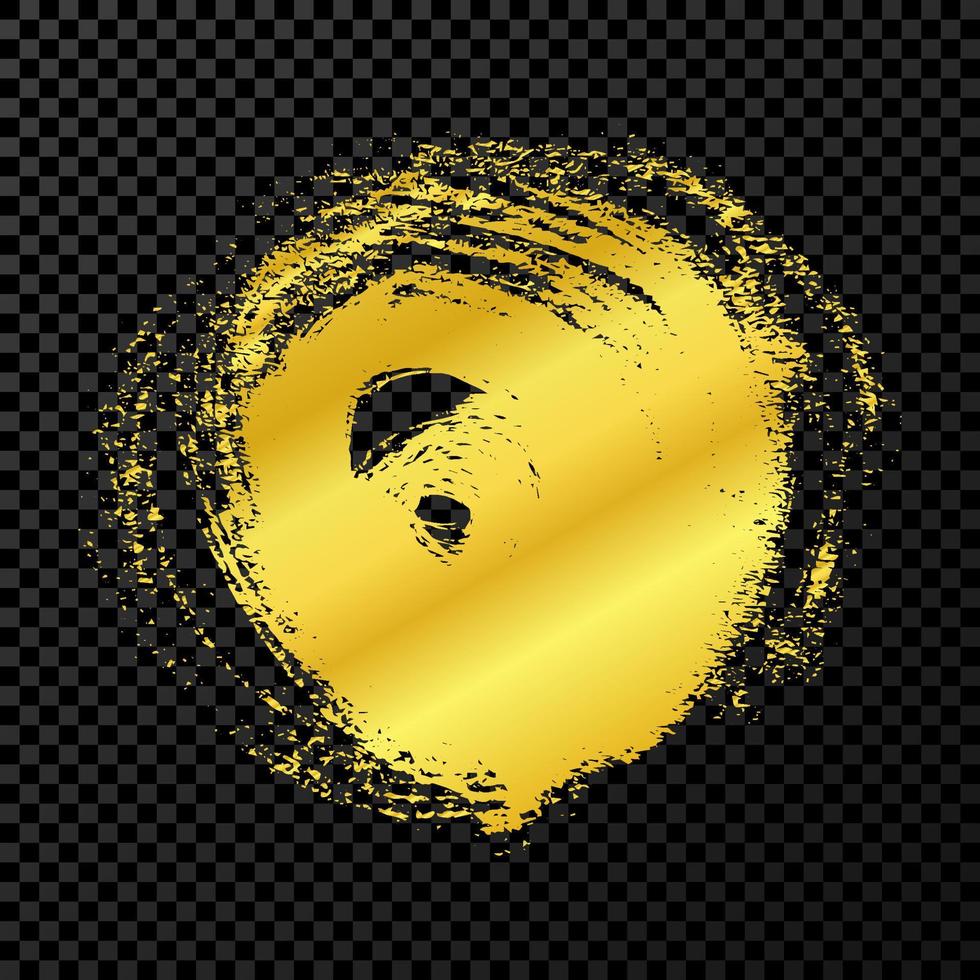 Gold grunge brush stroke. Paint in gold brush ink stain. Ink spot isolated vector