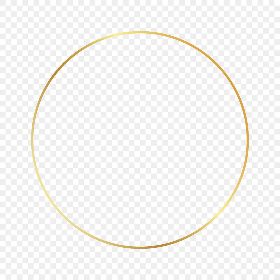 Gold glowing circle frame isolated. Shiny frame with glowing effects. Vector illustration.