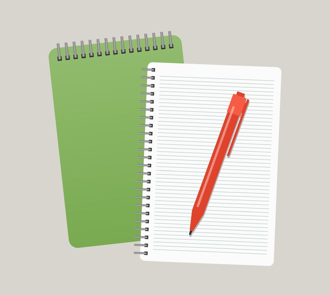 Two notepads and a pen. Vector illustration