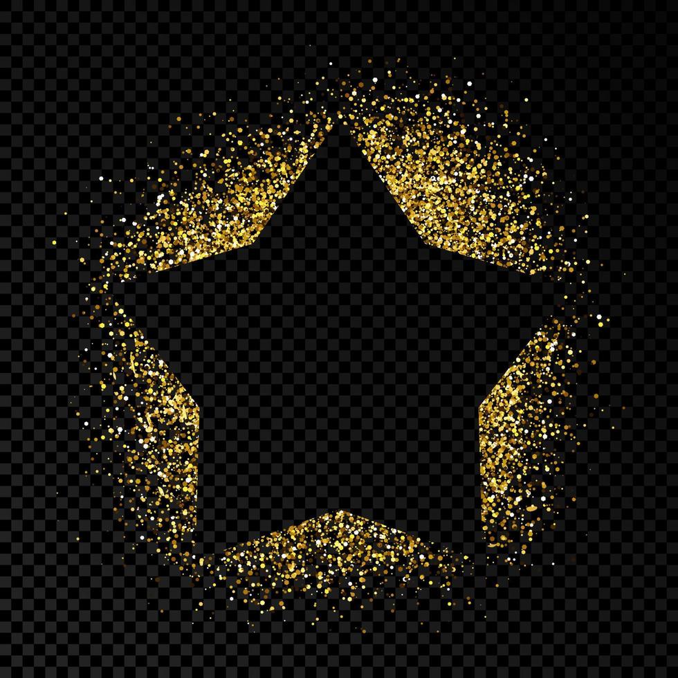 Star frame with golden glitter Empty background. Vector illustration.