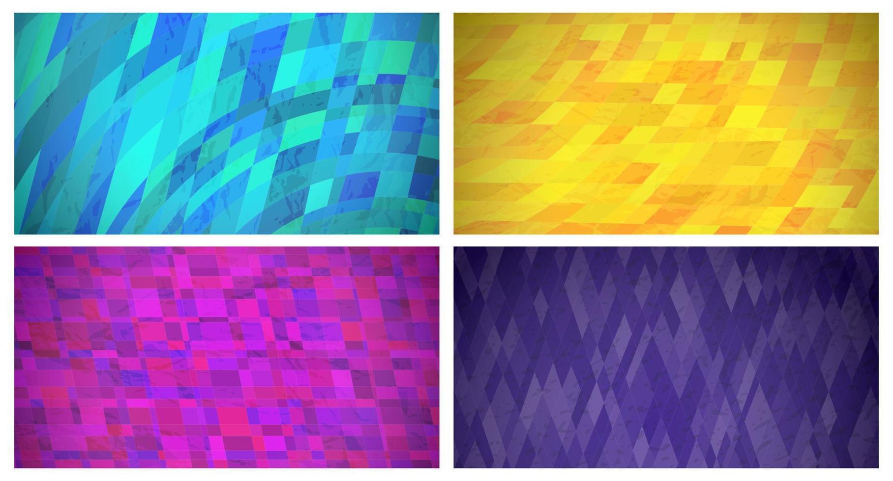 Abstract background with colorful rectangles. Set of four beautiful futuristic dynamic geometric banner design pattern. Vector illustration
