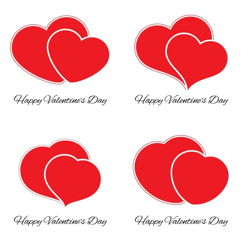 conjunto de cuatro corazones rojos grandes y pequeños. símbolo de amor romántico del día de san valentín. ilustración vectorial vector