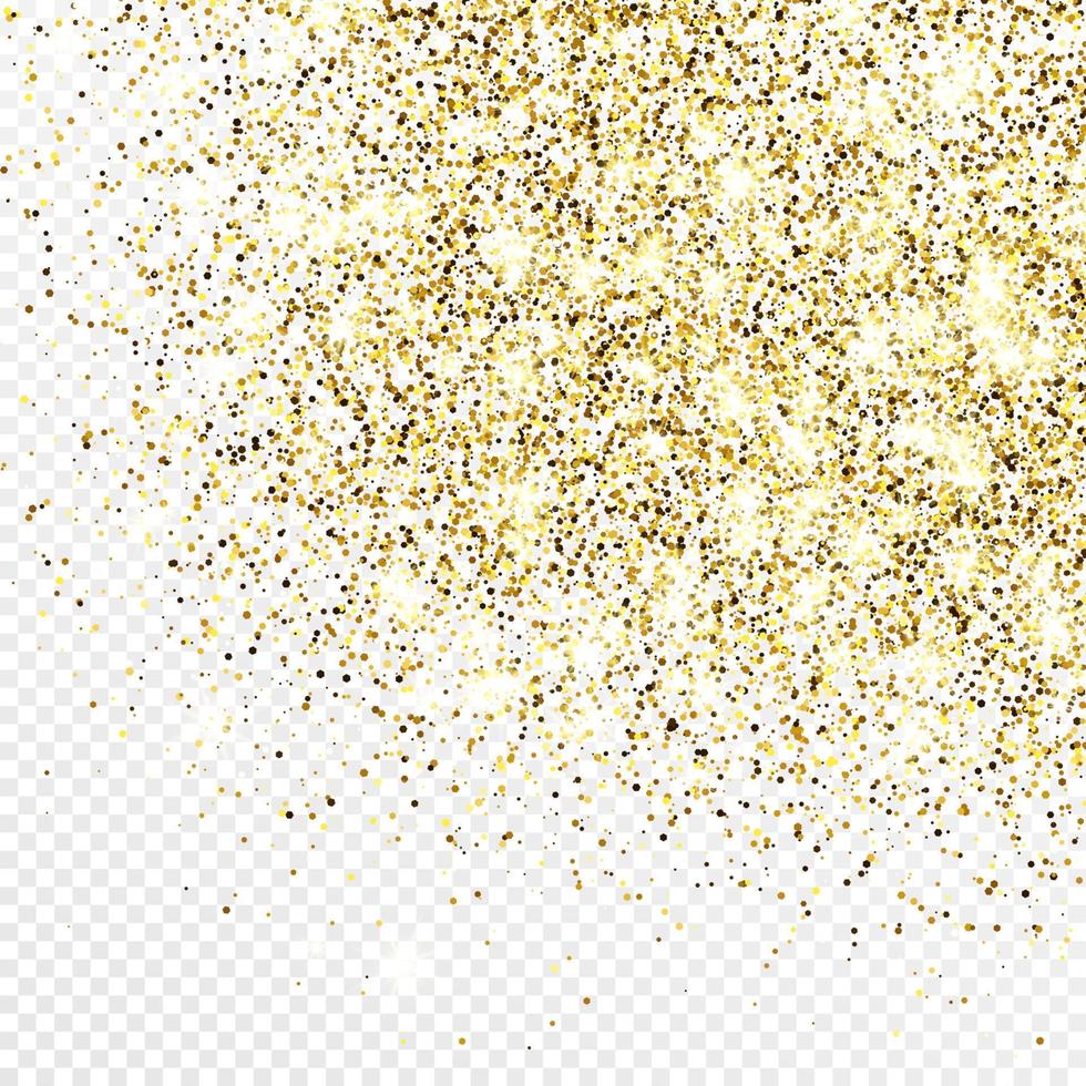 Gold glitter confetti backdrop isolated. Celebratory texture with shining light effect. Vector illustration.