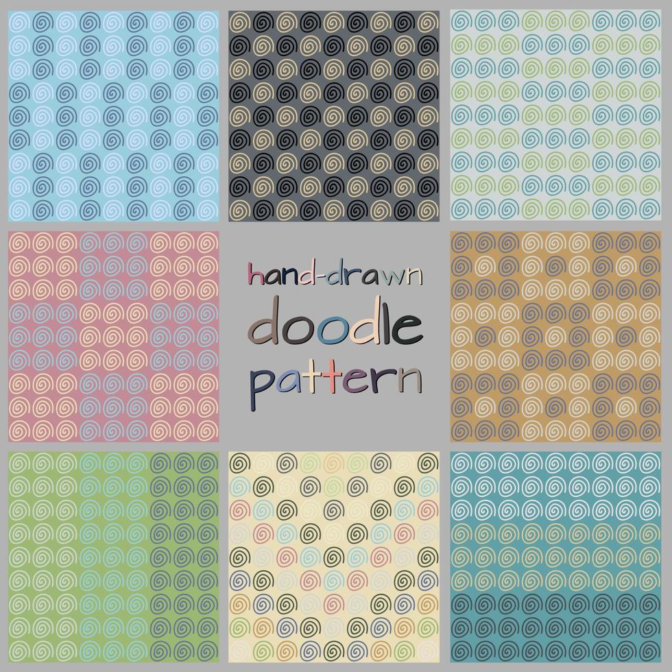 Hand-drawn Doodle Seamless Patterns Collection. Set of Multicolor Patterns. vector