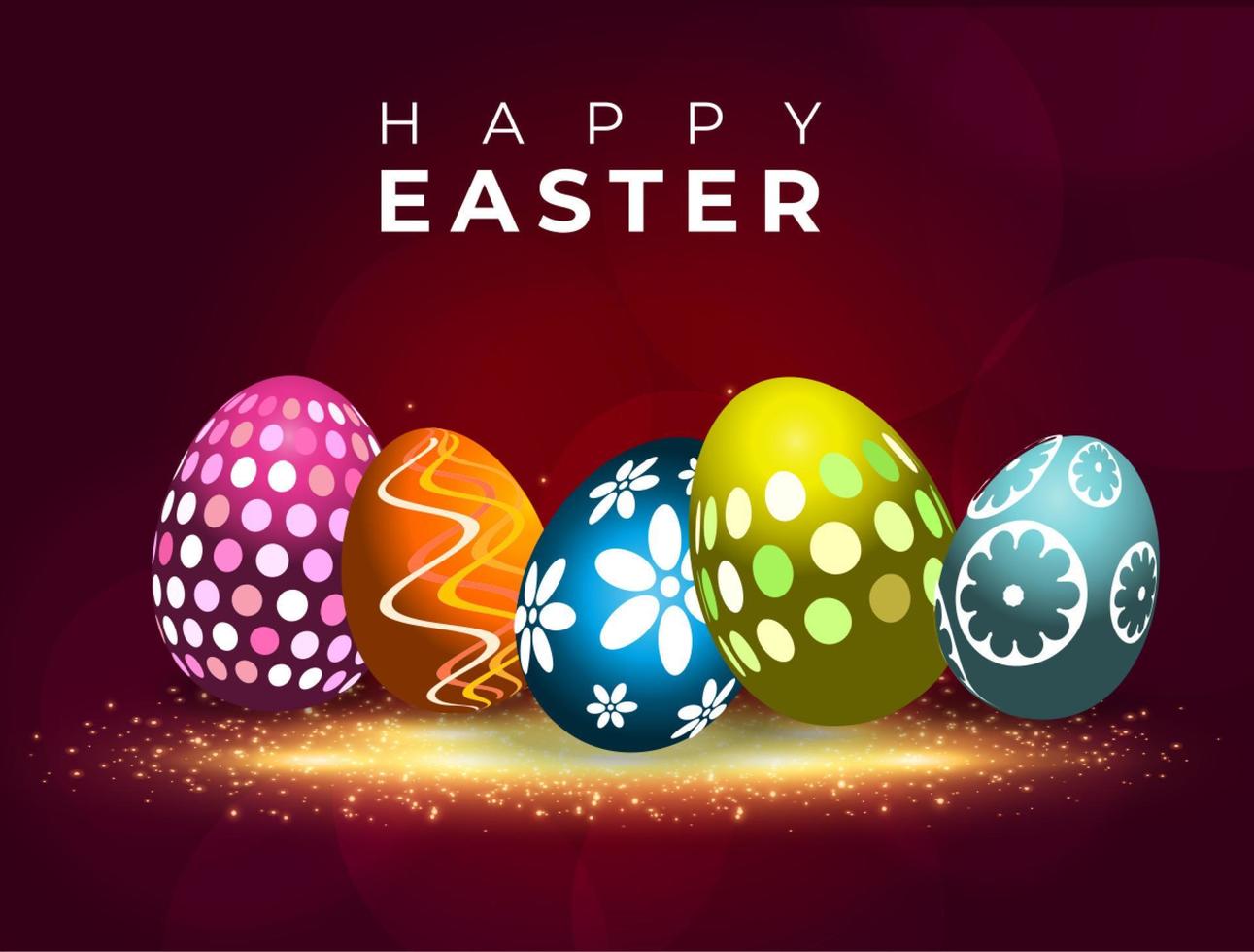 Happy Easter Greeting Card Easter Eggs Colorful Easter Eggs vector