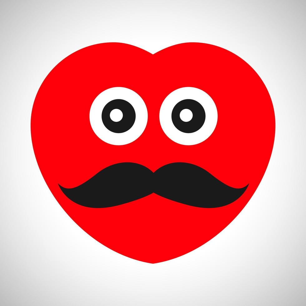 corazón de dibujos animados serio con bigote. símbolo de amor. ilustración vectorial vector