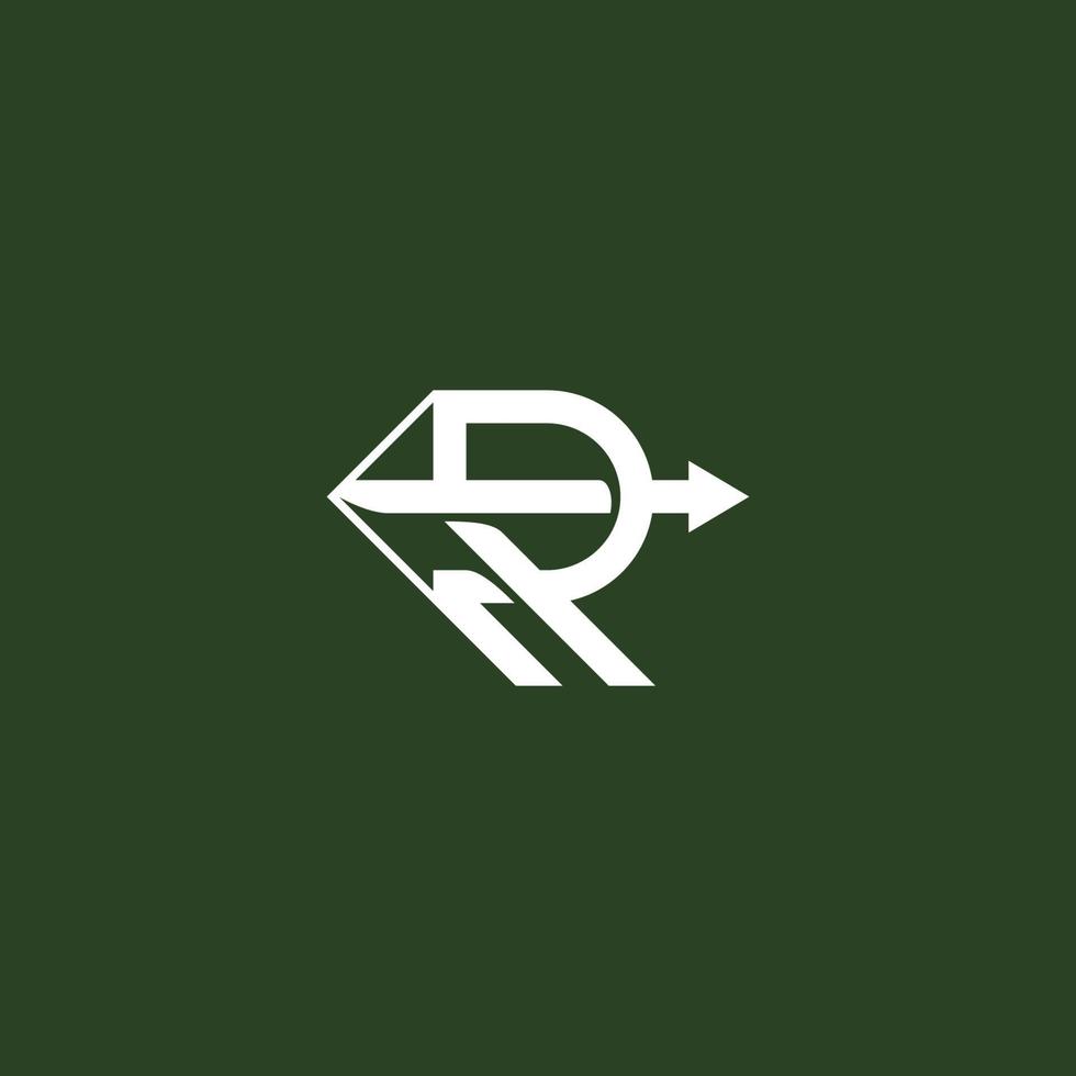diseño de logotipo o icono de letra r y flecha vector