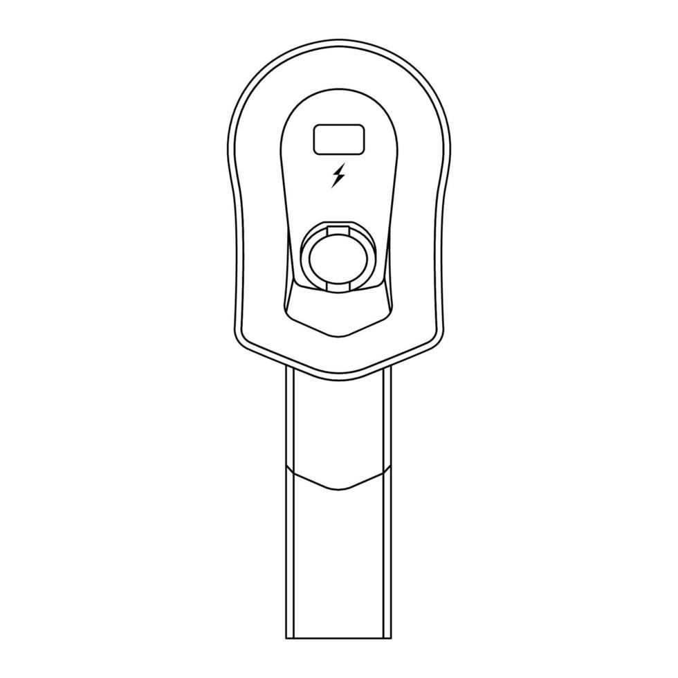 ilustración de icono de esquema de estación de carga de vehículos eléctricos sobre fondo blanco aislado vector