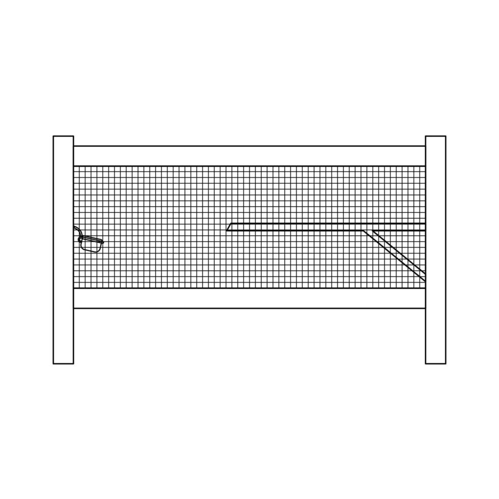 ilustración de icono de esquema de jaula de pájaro de madera tradicional sobre fondo blanco aislado vector