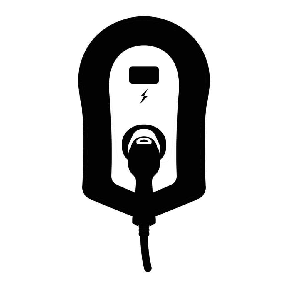 Electric Vehicle Charging Station Silhouette Silhouette. Black and White Icon Design Element on Isolated White Background vector