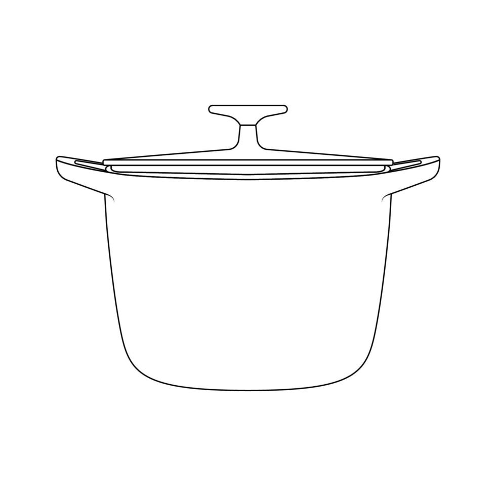 ilustración de icono de contorno de olla de cocina sobre fondo blanco aislado vector